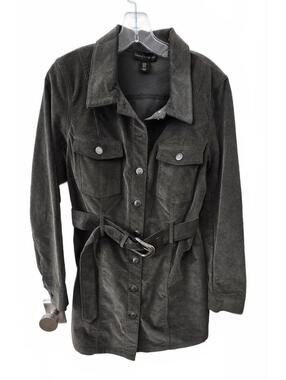 House of Harlow 1960 Olive Green Suede Belted Shirt Dress - Medium